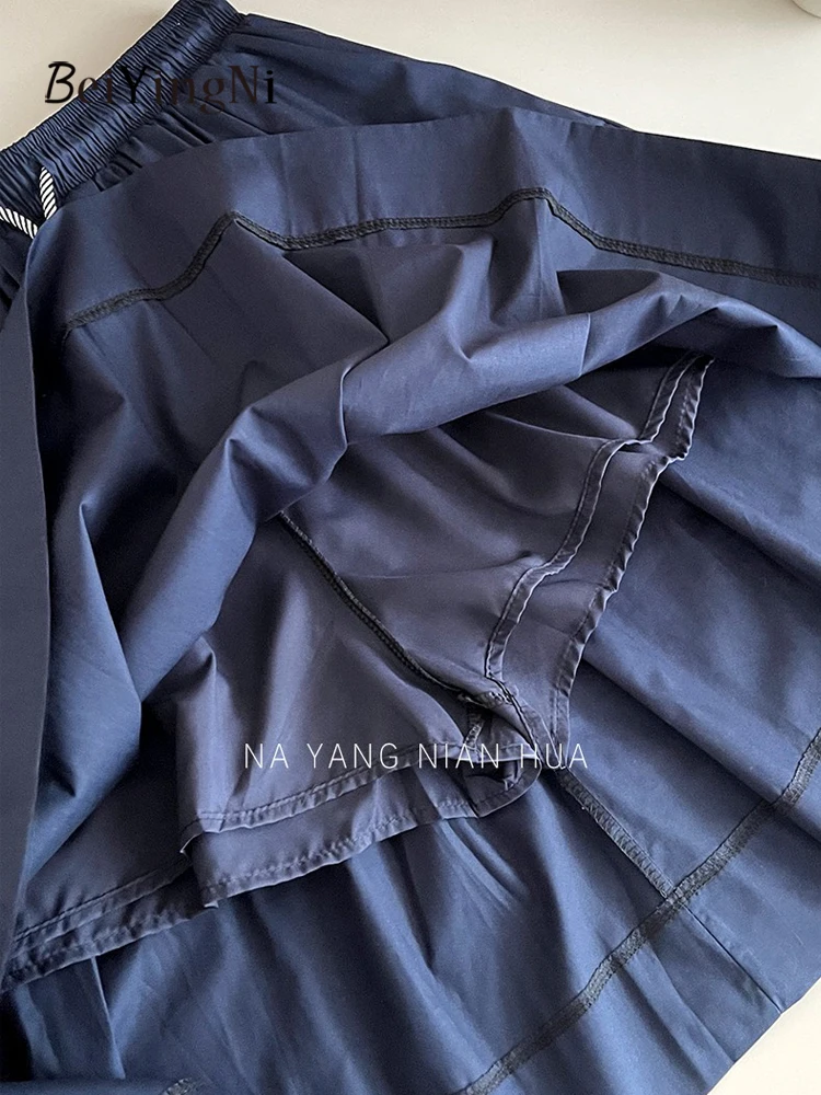 Beiyingni Japanese Korean Style Women Knee-length Skirts Leisure High Street Summer A-line Short Skirt Female Y2K Sports Skirts
