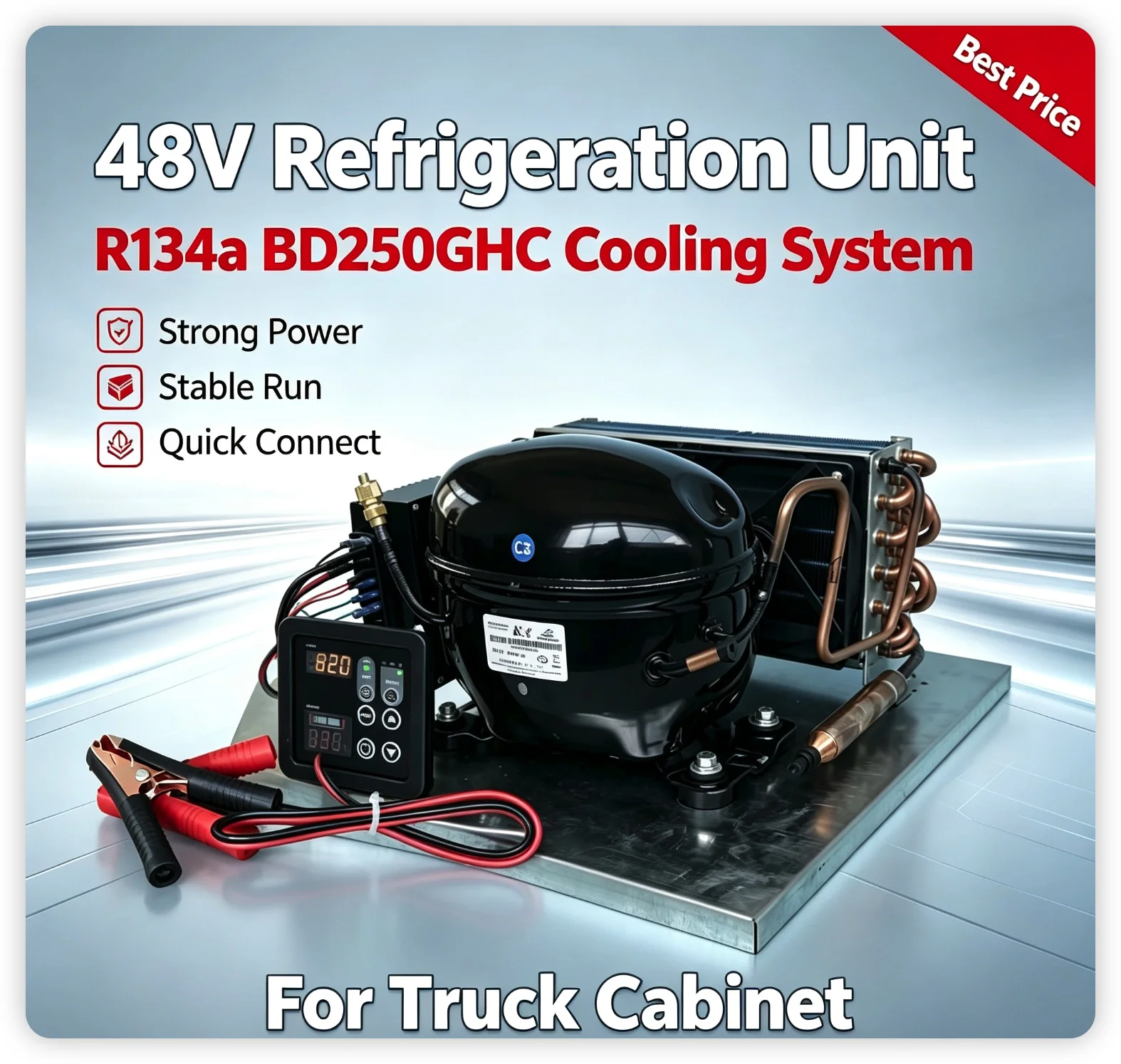 DC 12V 24V 48V Refrigeration Compressor Unit R134a, With/Without Thermostat For Refrigerator Cooling System