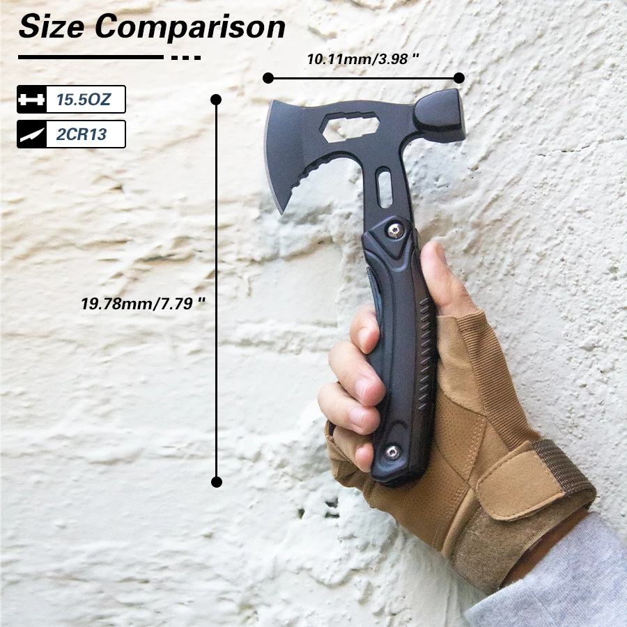 23-in-1 Outdoor-Axt: Messer, Säge, Schraubendreher, Flaschenöffner. Leicht, kompakt. Perfekt für Camping und Überleben. Tolles Geschenk für Männer.
