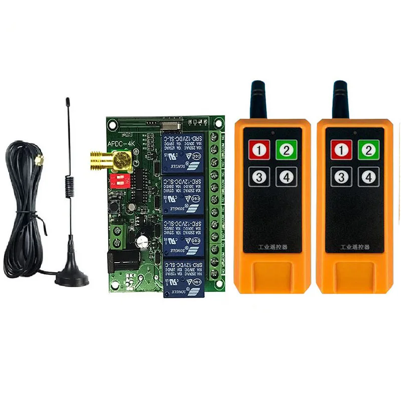 DC12V 24V 4CH Wireless Remote Control LED Light Switch Relay Output Radio RF 433MHz Receiver&Remote controller Suckers antenna