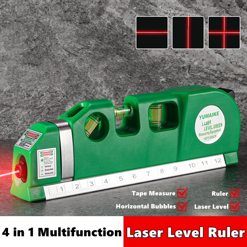 High Precision Laser Level with Built-in Tape Measure, Multifunction Infrared Optical Tool for Construction & Measurement