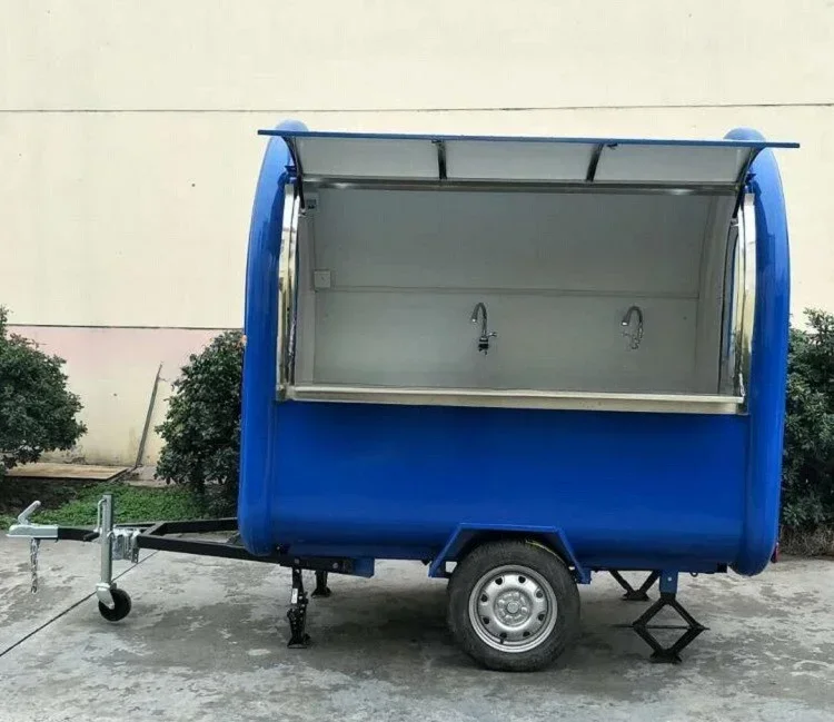 Hot salesEupro standard KN-220B blue color mobile food carts/trailer/ ice cream truck/snack with drawing design and free shippin