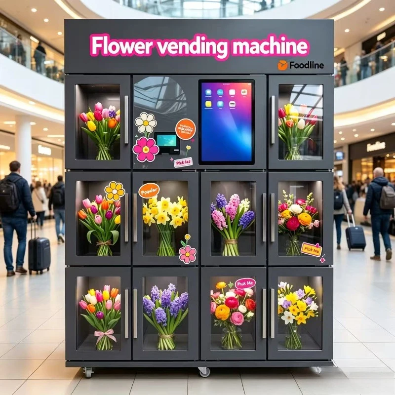 Smart Refrigerated Flower Vending Machine Constant Temperature Fresh Bouquet Vending Locker Touch Screen Self Service Vending