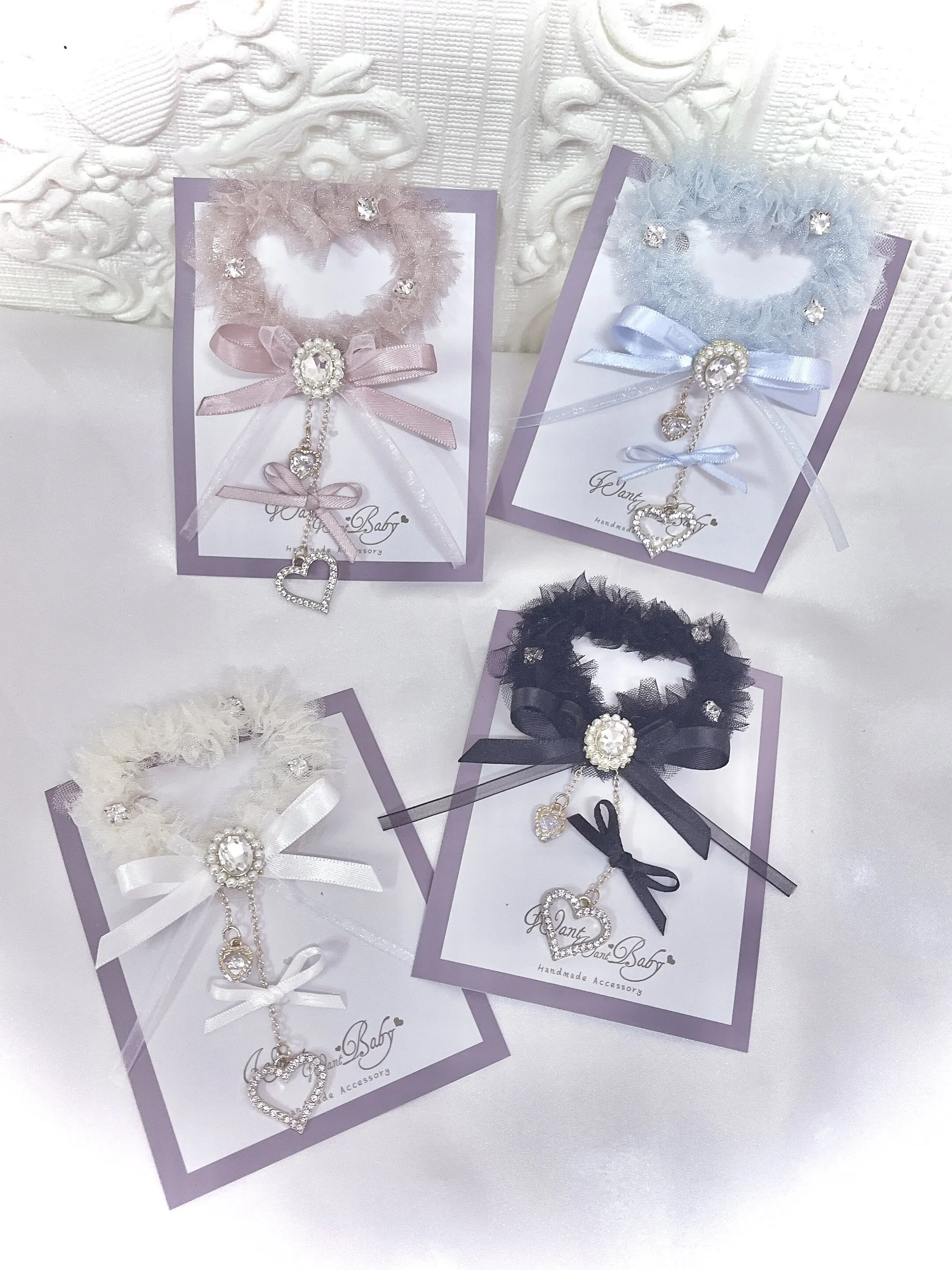 

Original Japanese Lolita Mine Series Mass Production Love Fairy Yarn Bow Rhinestone Hairpin Headgear Hairpin BB Clip Edge Clip