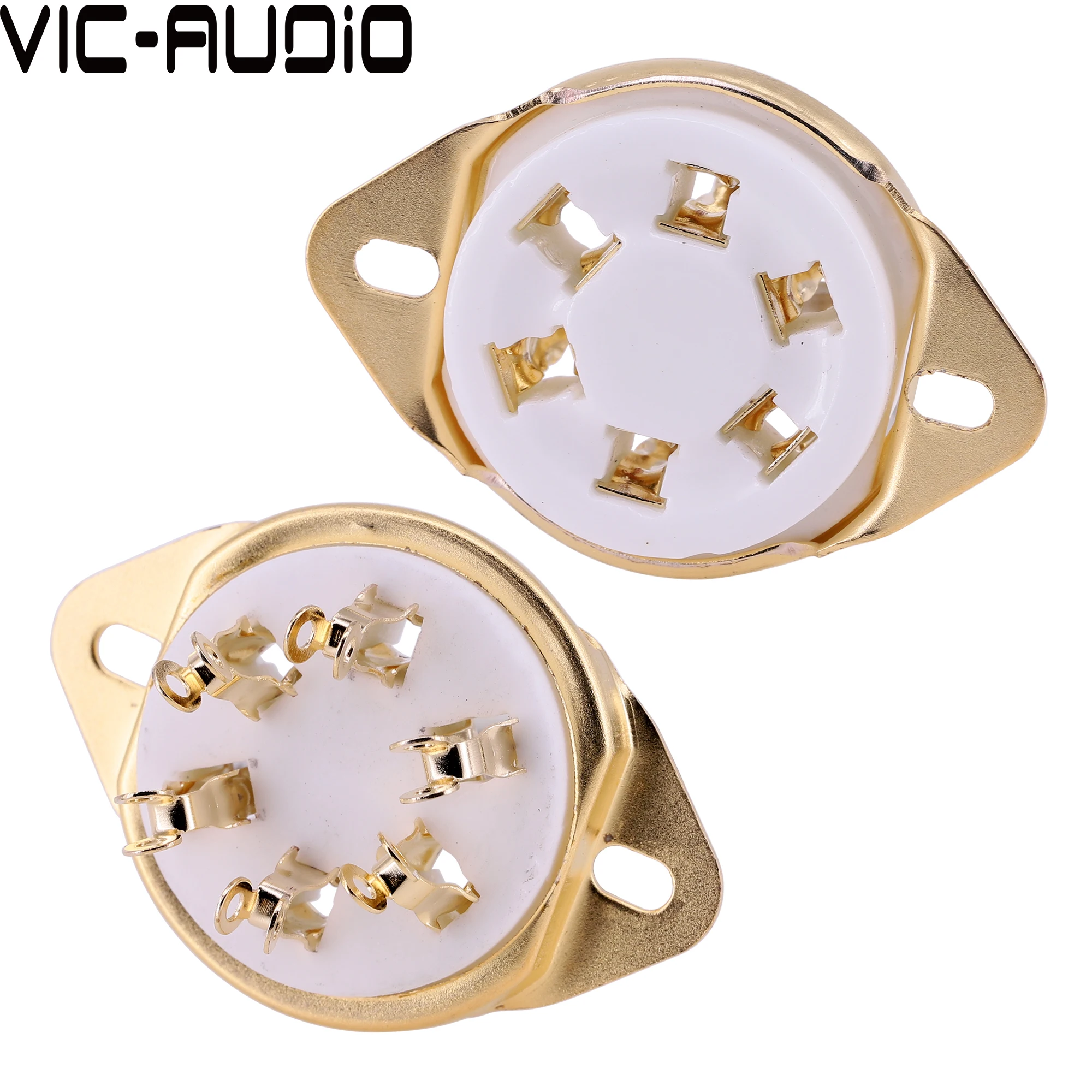 6Pin Tube Socket GZC6-2 Ceramic Gold Plated For VT57 VT58 6D6 RK49 6C6 WE310 310A Vacuum Tube Socket Amplifier HIFI DIY