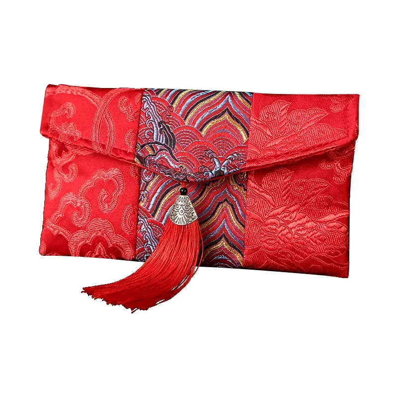 

*New Silk Chinese New Year Red Envelope Best Wishes Lucky Money Bag Red Packets Spring Festival Wedding Hongbao Gift Bag