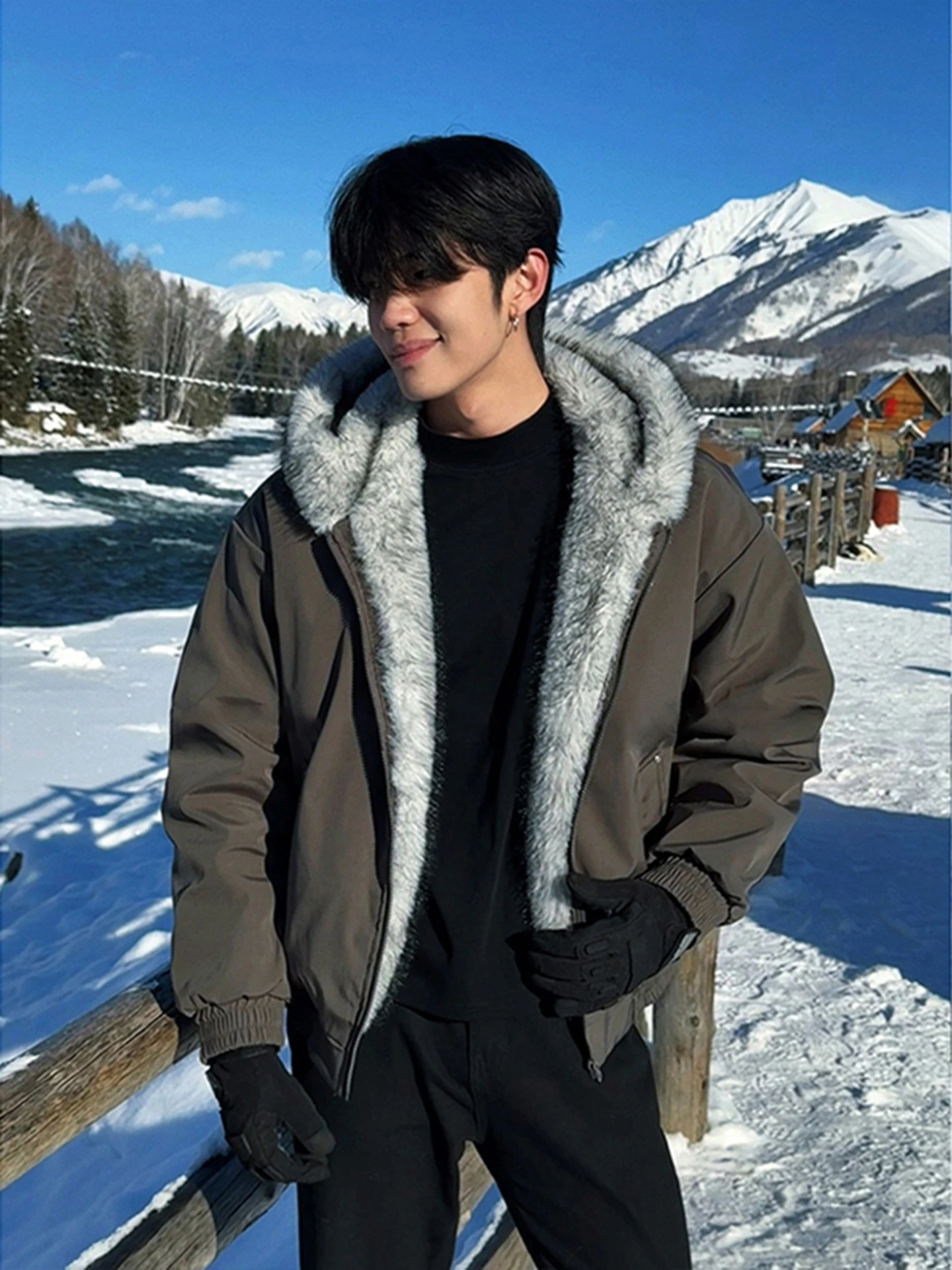 

Зимнее пальто American Wolf King Thiened для мужчин с капюшоном, морозостойкое хлопковое тюлевое пальто, подходящее для -40 Deees Northeast