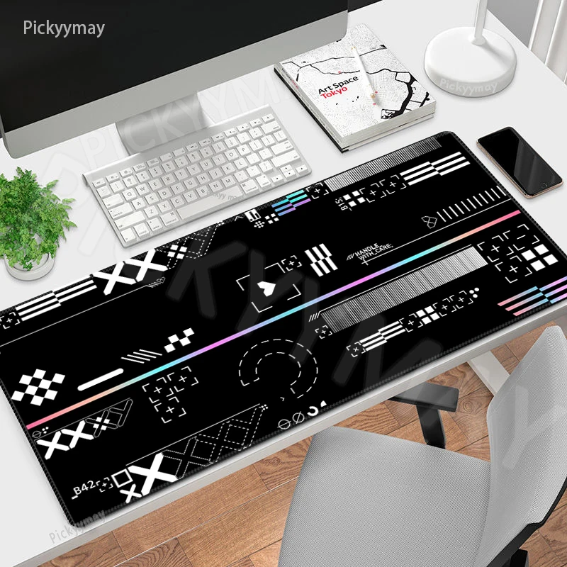 Imagem -03 - Grande Gaming Mousepad para pc Gamer Mousepad Tapete de Teclado Deskpads Print Stream pc hd Desk Mats Mouse Pad Preto e Branco para Csgo