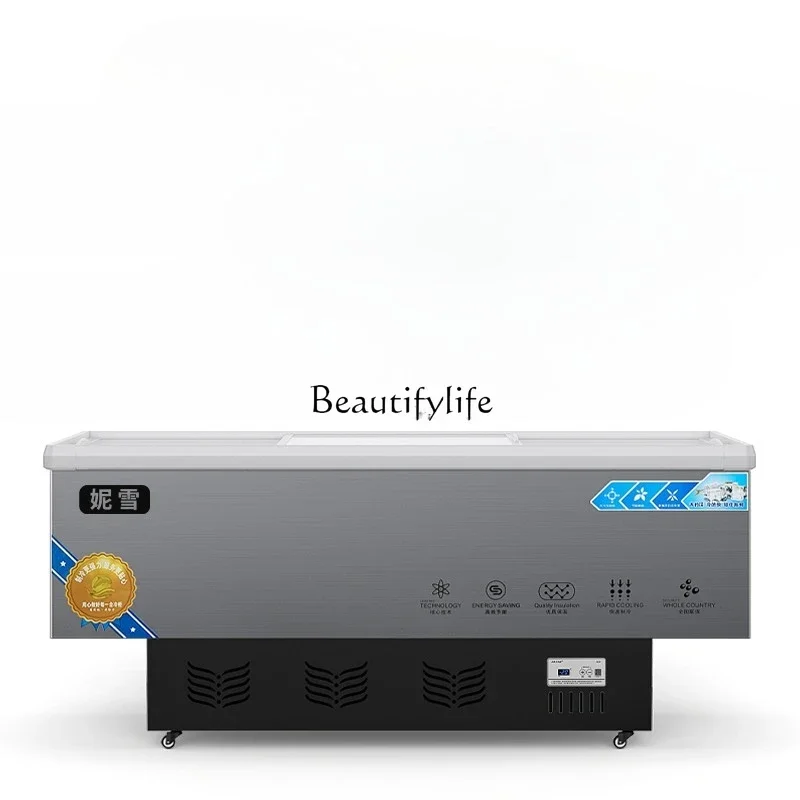 

1Freezer commercial large-capacity display cabinet fresh-keeping and freezing dual-purpose horizontal