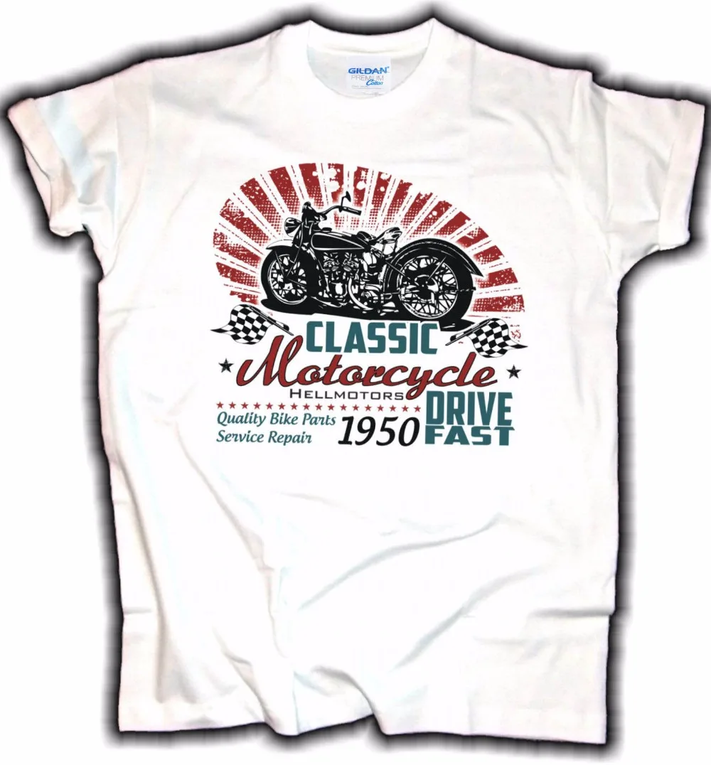 

New Fashion Men Free Shipping Biker Shirt Drive Fast Vintage Old School Motorrad T-Shirt Oldtimer Motorcycle Tee Shirts Classic