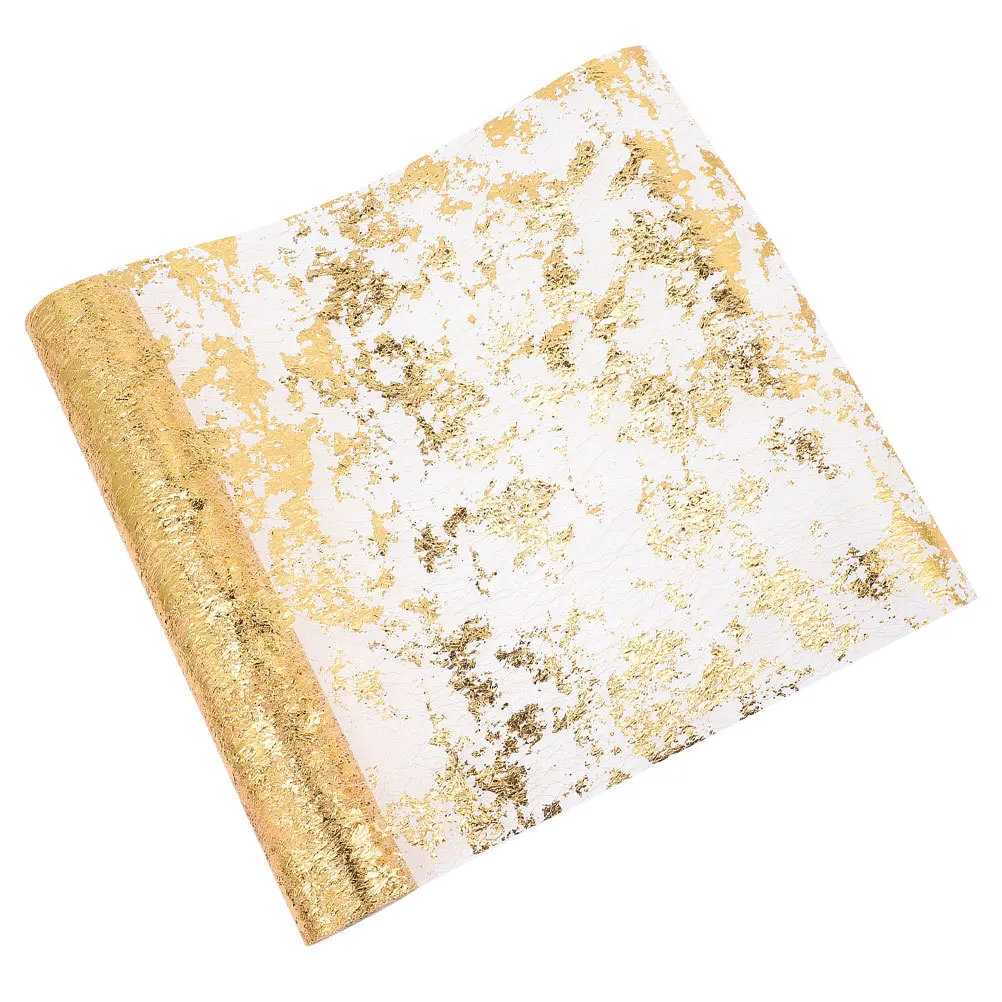 

1 Roll Gold Decorative Table Runner Mesh Style Party Table Decor Wedding Banquet Birthday Festival Gold Runners for Tables