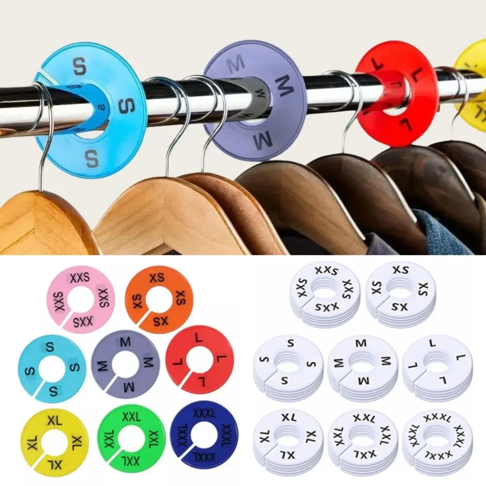 8 pezzi divisori di dimensioni per vestiti in plastica rotondo rettangolare XS-XXL anello di marcatura multifunzionale fai da te abbigliamento artigianale negozio di dimensioni