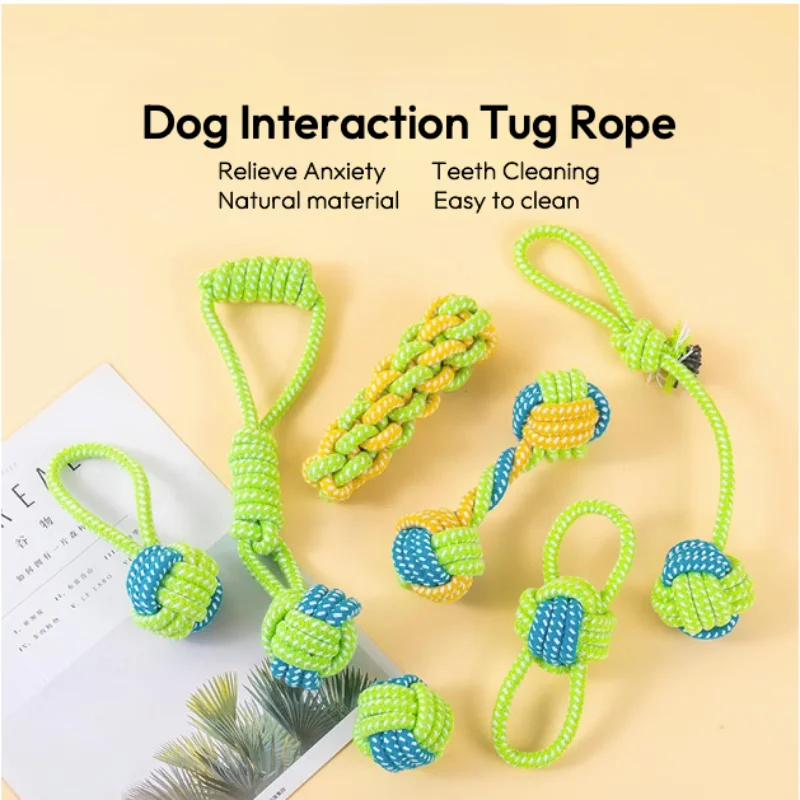 

Dog Tug Cotton Rope Indestructible Dog Games Training & Behavior Aids Dog Toy Teeth Clean Chew Washable Nature Cotton