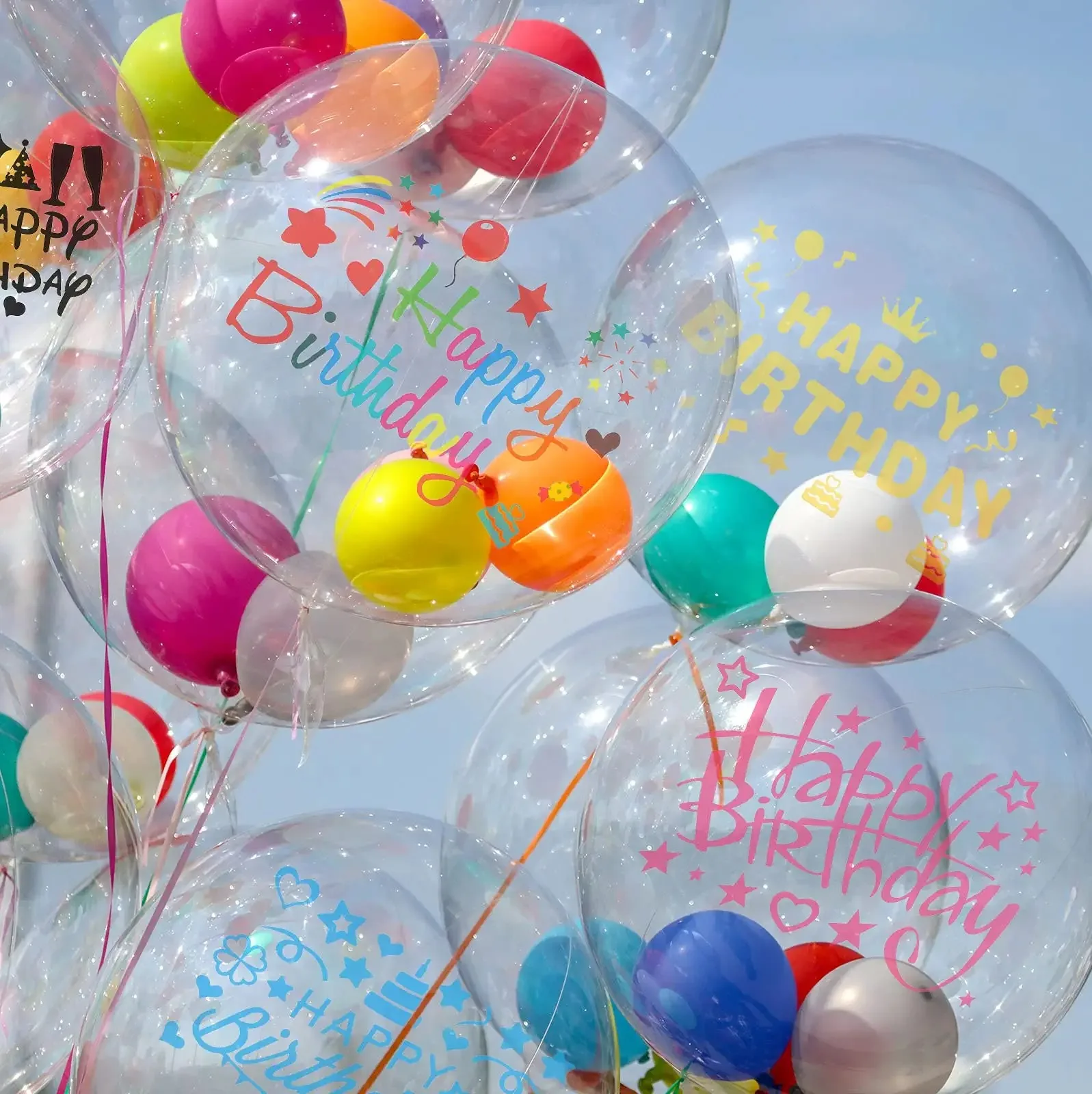6pcs happy birthday 36inch balloons Stickers For Mother\'s day father\'s Day Christmas DIY Stickers baby shower boy girl Stickers
