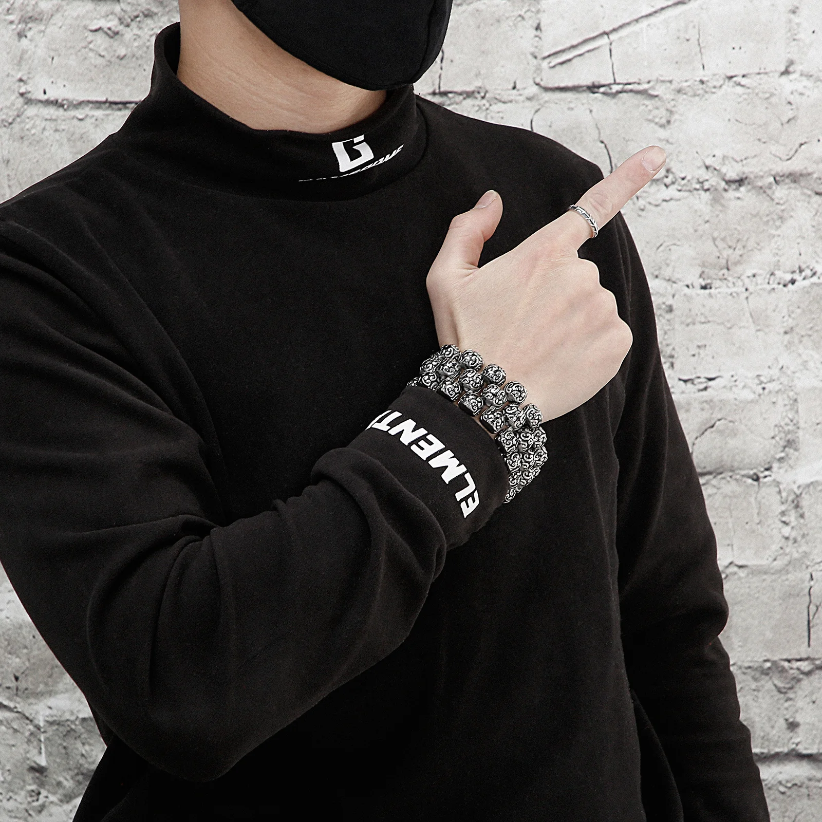 Fongten Stainless Steel Men's Bracelet Ancient Religious Patterns Vintage Knight Accessories Fashion Jewelry Party Birthday Gift