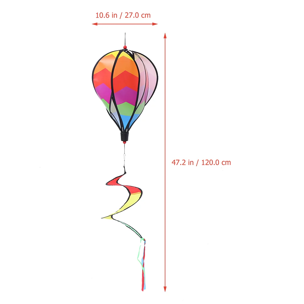 4 Pcs Colorful Wind Stripe Ornament Garden Decorations Spinners Rainbow Hot Air Balloon Yard Hanging