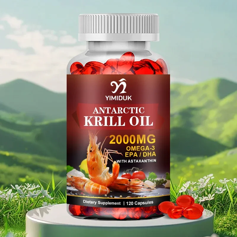 

Antarctic Krill Oil 2000 mg with Omega-3s EPA, DHA, Astaxanthin and Phospholipids 120 Softgels Capsules