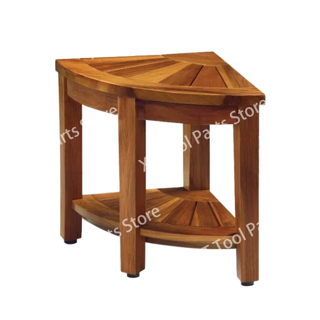 Wooden shower stool triangular bathroom furniture natural modern design for sale