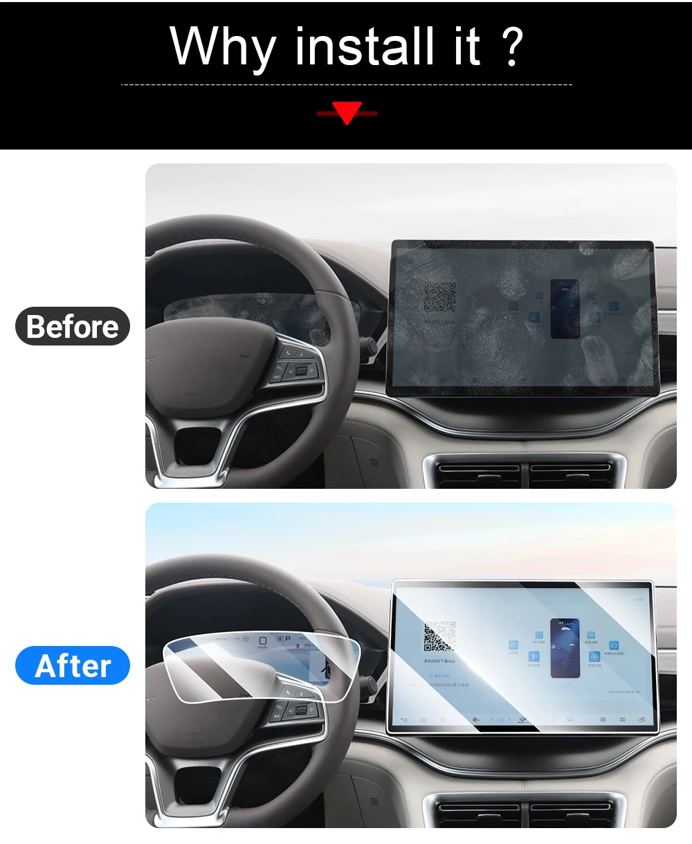 Für BYD Seal U / Song Plus 2022-2026 12,8 Zoll oder 15,6 Zoll gehärtetes Glas Auto-GPS-Navigationsbildschirm-Schutzfolie Zubehör – Detail 3