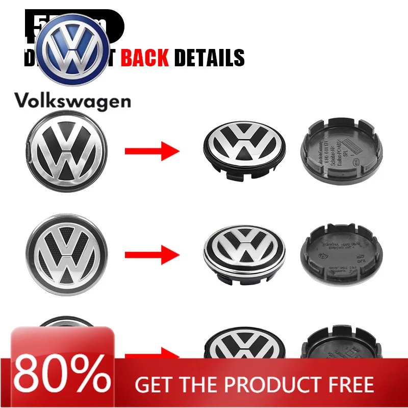 

Для VOLKSWAGEN VW, 4 шт., 55 мм, 56 мм, 65 мм, 70 мм, колпачки на центральные отверстия колесных дисков, заглушки для VW Volkswagen Jetta MK5 Golf Passat, стайлинг 3B