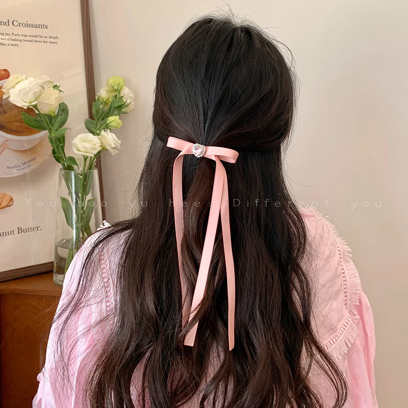 Clipe de cabelo feminino inspirado em balé, fita dupla de rabo de cavalo adiciona elegância aos penteados de outono e inverno