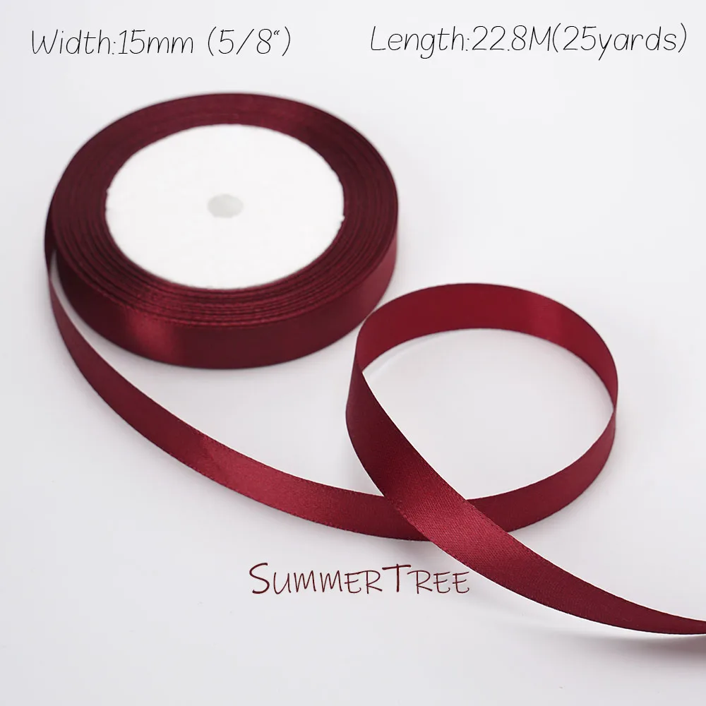 Burgunderrotes Seidensatinband, 22,8 Meter, 6 mm, 10 mm, 15 mm, 25 mm, 38 mm, 50 mm, Weinrot, für handgefertigte DIY-Geschenkverpackungen, Hochzeit, Party, Dekoration – Detail 7