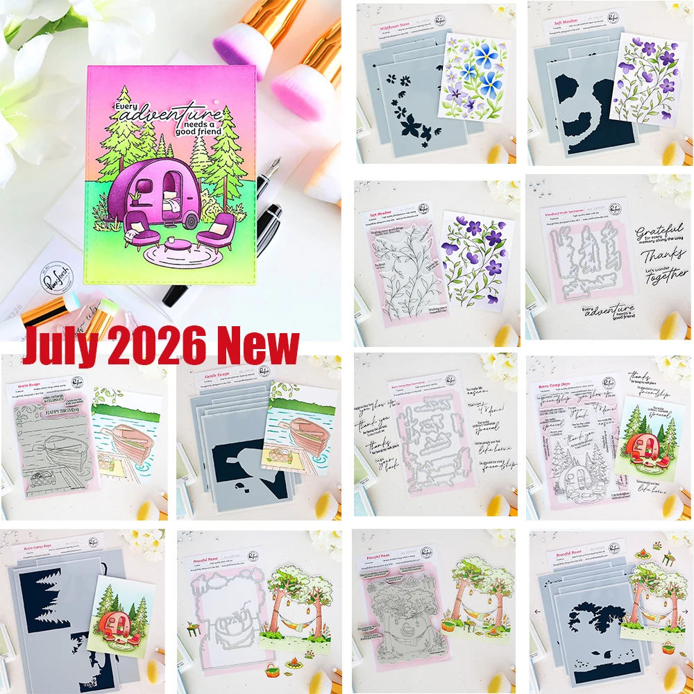 Soft Meadow 2026 Neue Metall-Stanzformen, transparente Stempel, Schablone, handgefertigt, Geburtstag, Scrapbooking, Prägung, Grußkarte, DIY