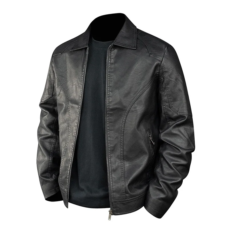 

Мужская повседневная куртка из мягкой искусственной кожи 202, осень и зима, корейский стиль, модная молодежная модная верхняя одежда, свободное мужское пальто