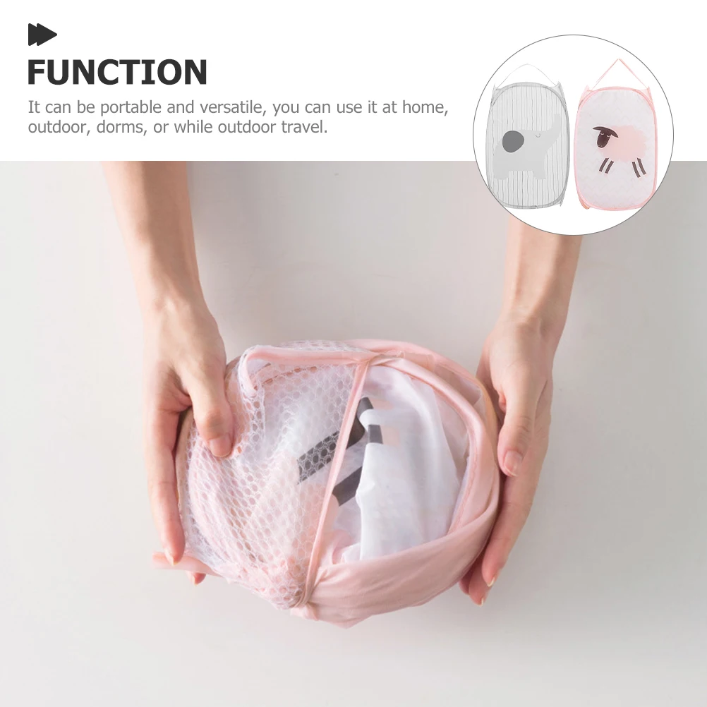 

2pcs Collapsible Dirty Clothes Basket Home Storage Cartoon Sheep Foldable Laundry Hamper Material Large
