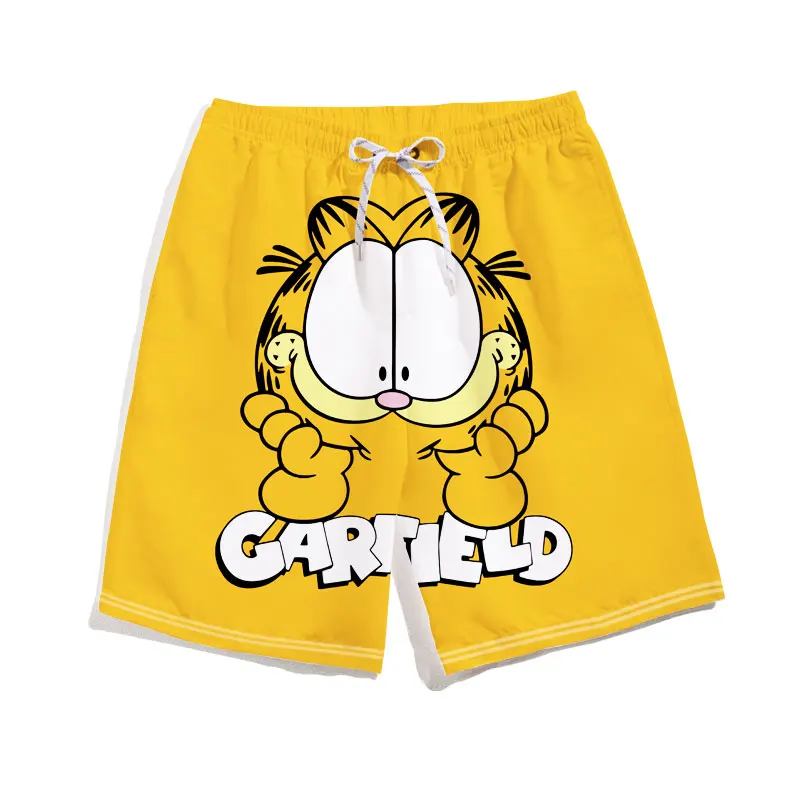 Potdemiel Garfield Series Shorts Summer Beach Sports Pants Drawstring Loose Casual Pants Men Women Outdoor Fashion Sports Pants