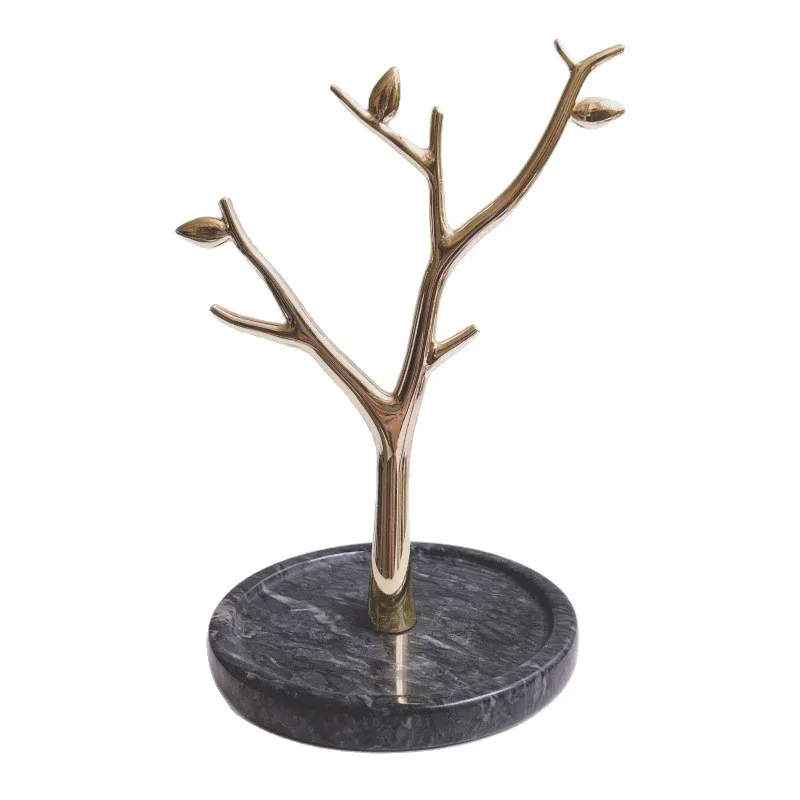 

Grey marble bottom with gold branches, jewelry display stand, trinket storage stand, watch stand.