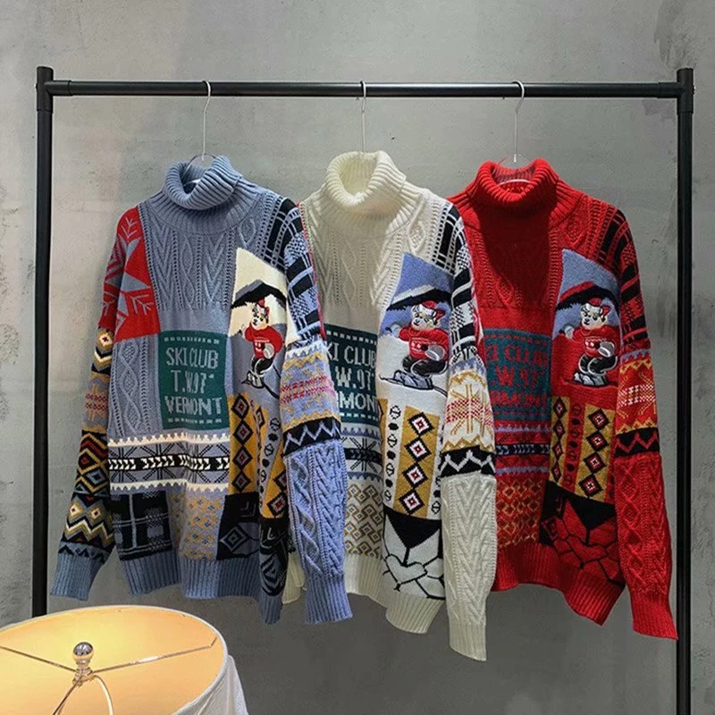 Ugly Christmas Sweater For Men Oversize Thick Winter Sweater Luxury Turtleneck Men Winter Fashion Clothes