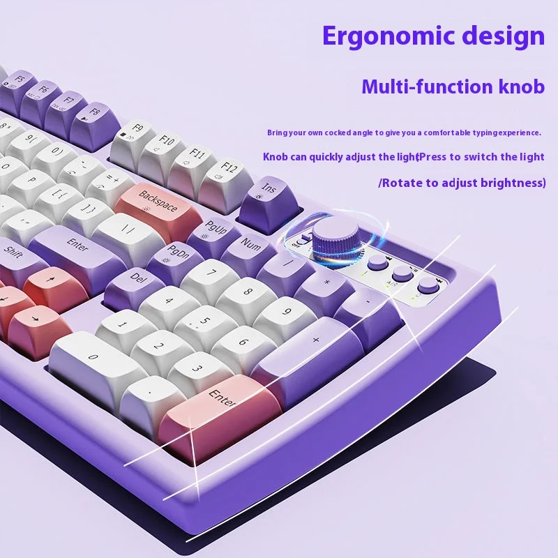 Forerunner V97 Raise Ergonomic Wireless Keyboard And Mouse Set Mechanical Feel Mute Girl Office Bluetooth Mouse And Keyboard