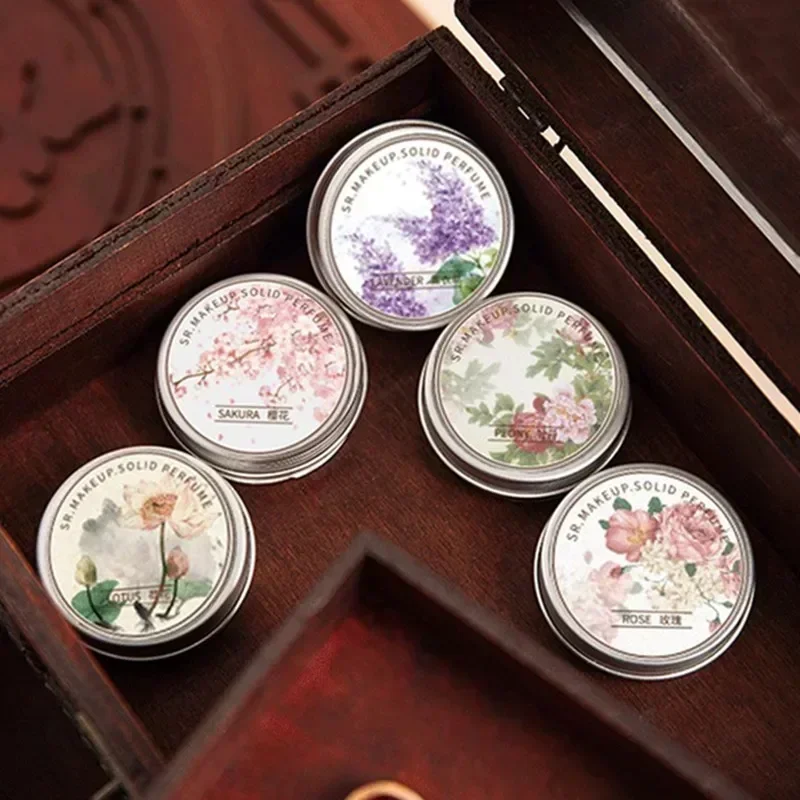 Women Solid Perfumes Peony /Lotus/Sakura/Lavender Portable Balm Fresh Elegant Long-time Fragrances Body Antiperspirant Gift