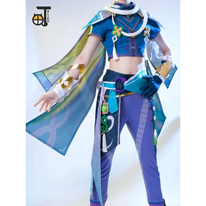 Game Genshin Impact Baizhu Cosplay Costume Carnival Halloween Outfit Men Suit Bai Zhu Costumes Full set or wig shoes glasses