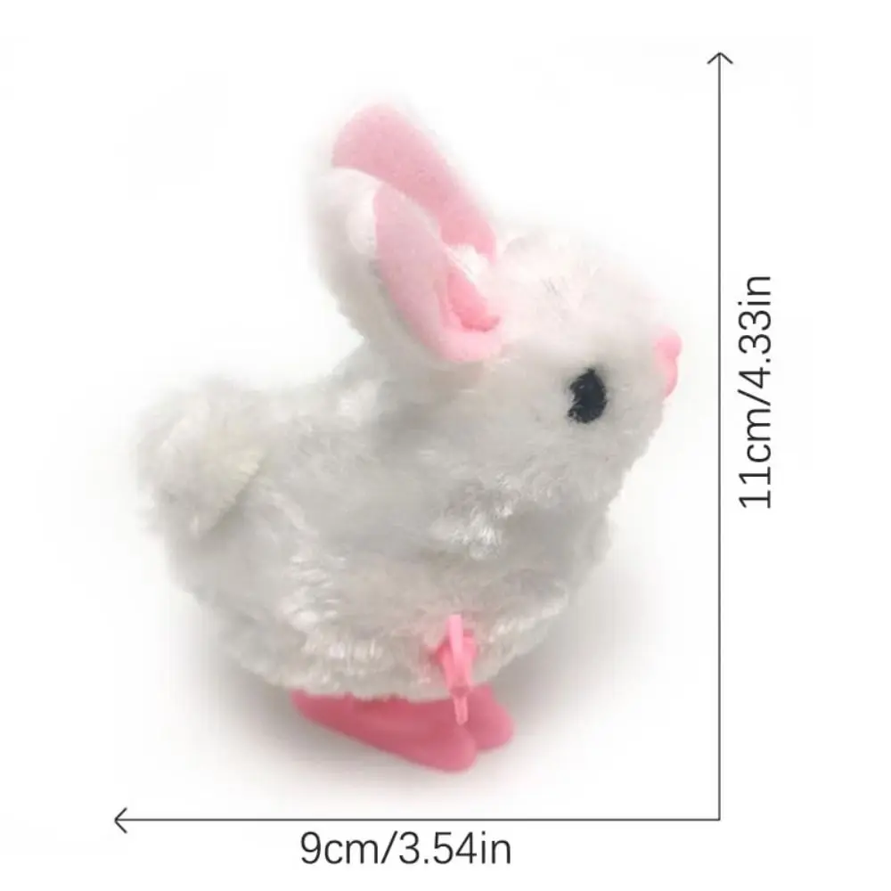 Fun White Plush Rabbit Interactive Clockwork Bunny Wind-up Toy Easter Jumping Toy Kids