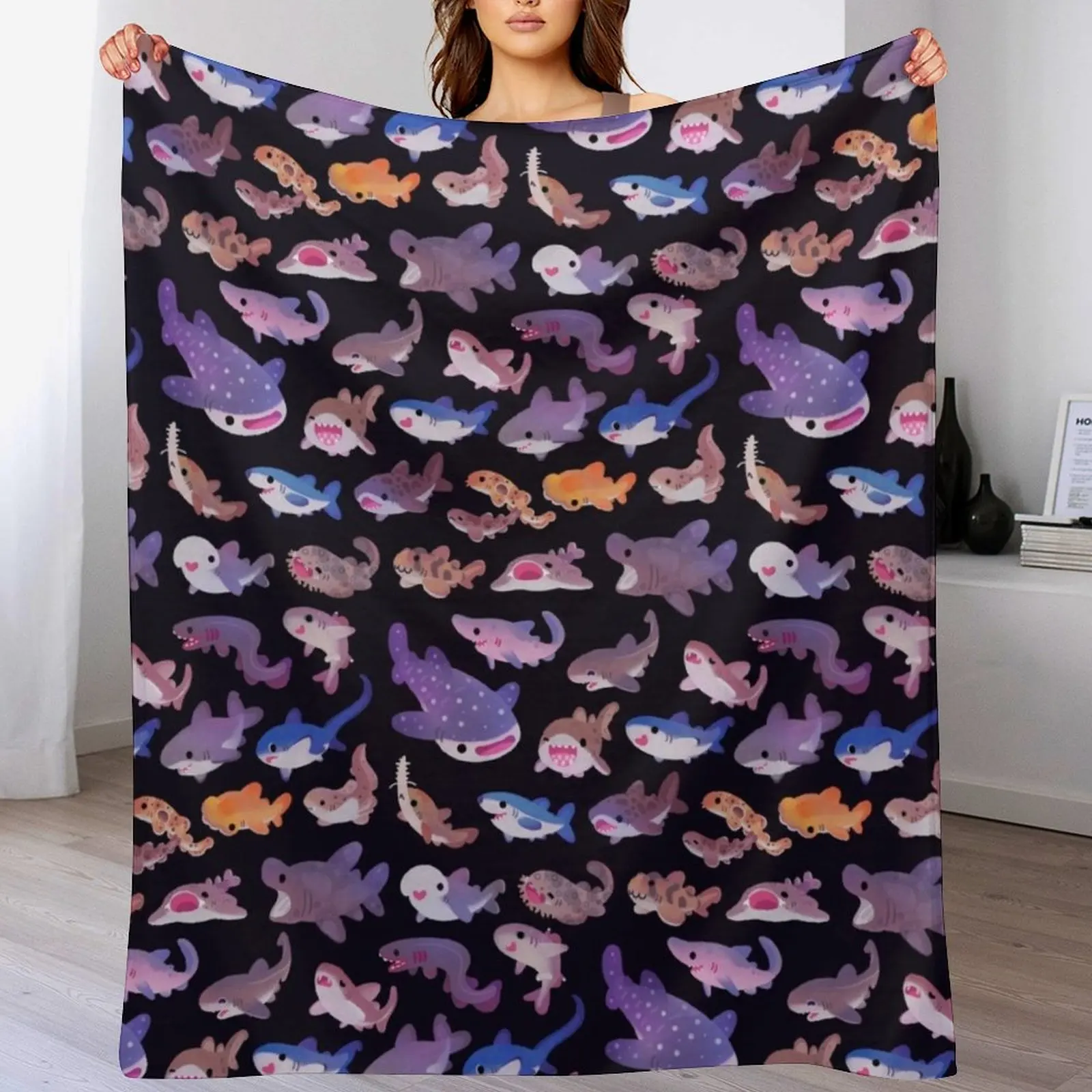 

Shark day Throw Blanket Beach decorative Polar halloween Blankets