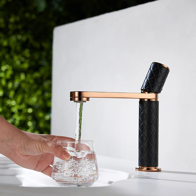 

New Wash Basin Taps Cold & Hot Basin Chrome/Red/White+Rose Gold All Copper Faucet Household Bathroom Decorating Accessories