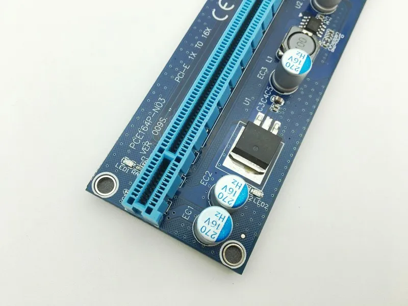 Riser VER009S LED Golden USB 3.0 PCI-E PCIE PCI Express 1x a 16x Riser Card SATA para 6Pin para BTC Bitcoin Miner Antminer Mining