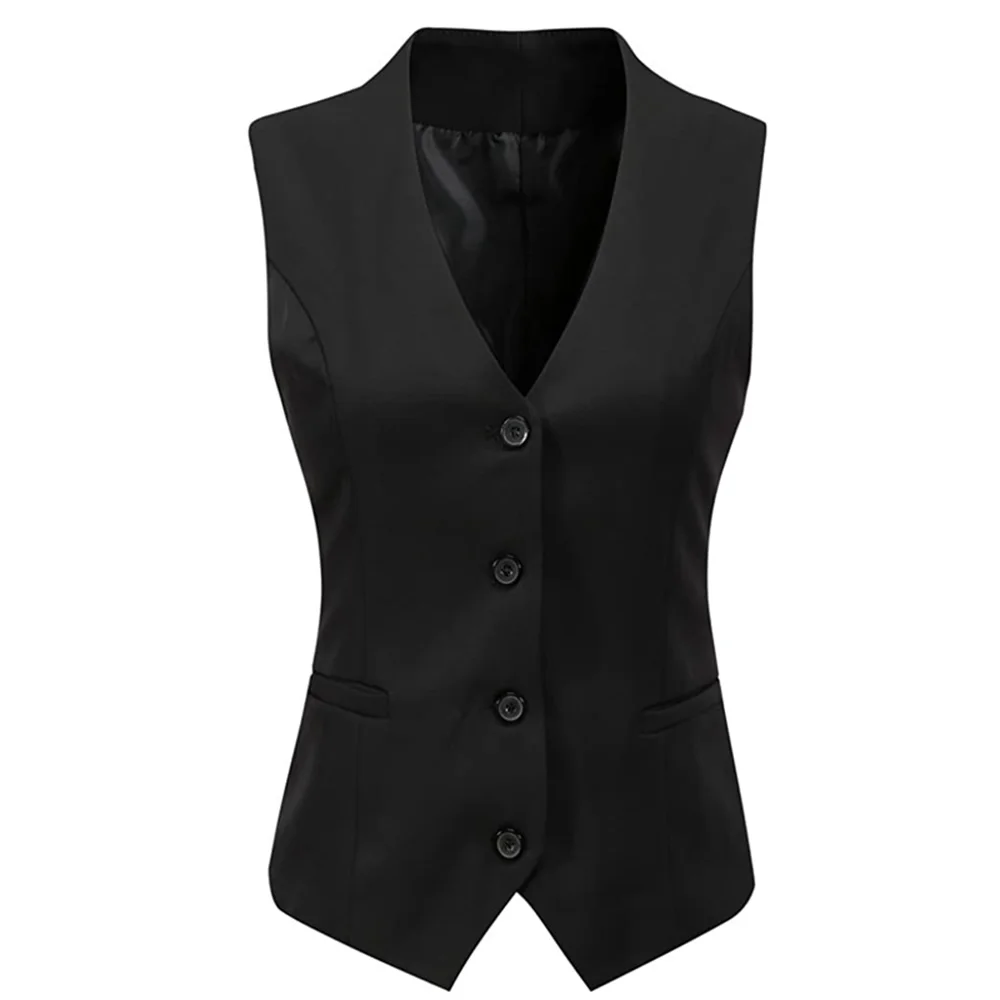 Women\'s Suit Vest Black Formal Office Work Wear Business Vest V Neck Single Breasted Elegant OL Waistcoat Aesthetic Vests 2022