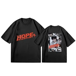 Camiseta de manga corta con cuello redondo para mujer, Top informal de pareja, moda de verano, Kpop J-HOPE HOPE ON THE STREET