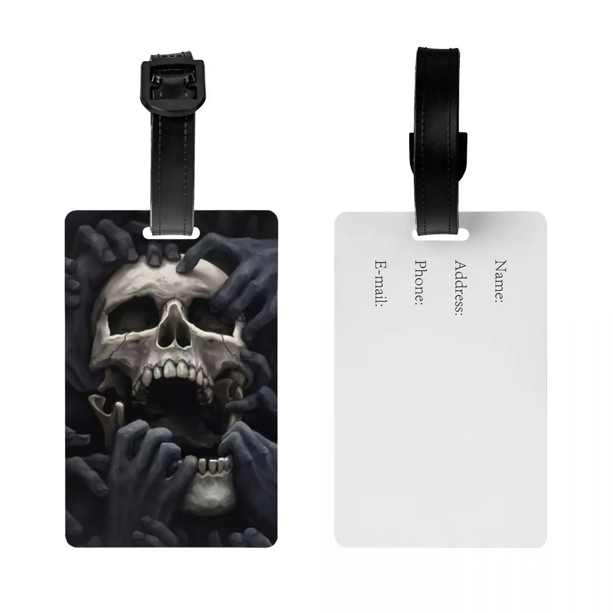 Custom Evil Hands Skull Luggage Tag Privacy Protection Halloween Gothic Skeleton Baggage Tags Travel Bag Labels Suitcase