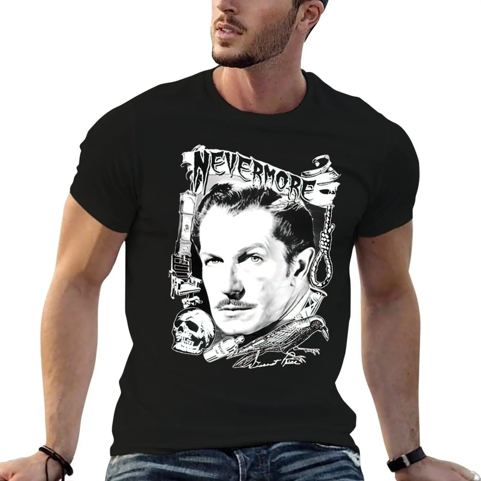 Vincent Price Nevermore T-Shirt Functional Casual Short Sleeve Tee