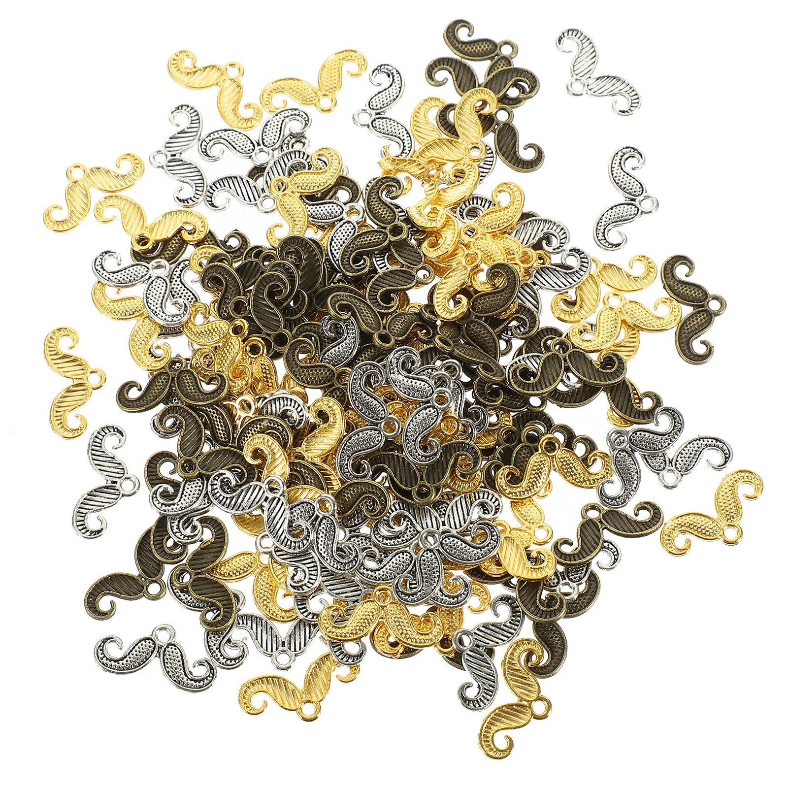 

150Pcs Alloy Pendant Charms Mustache Shape Vintage DIY Jewelry Findings for Necklace Keychain Sweater Chain Craft