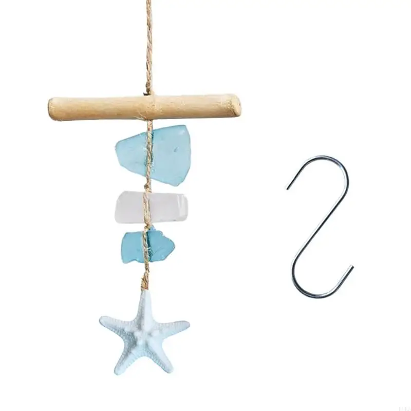 Sea Glass and Driftwood Wind Chimes for Outside Beach Coastal Decors Wind Chimes for Home Garden Window Hanging Decors