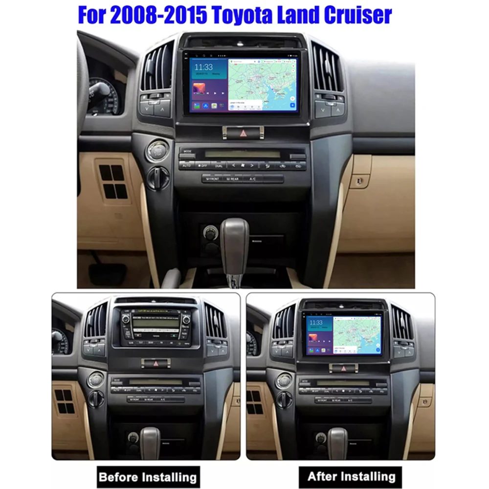 10'' For Toyota Land Cruiser 2008-2015 Car Radio Stereo Wireless Apple Carplay Android 15 Auto GPS Camera Google Map Head  WIFI