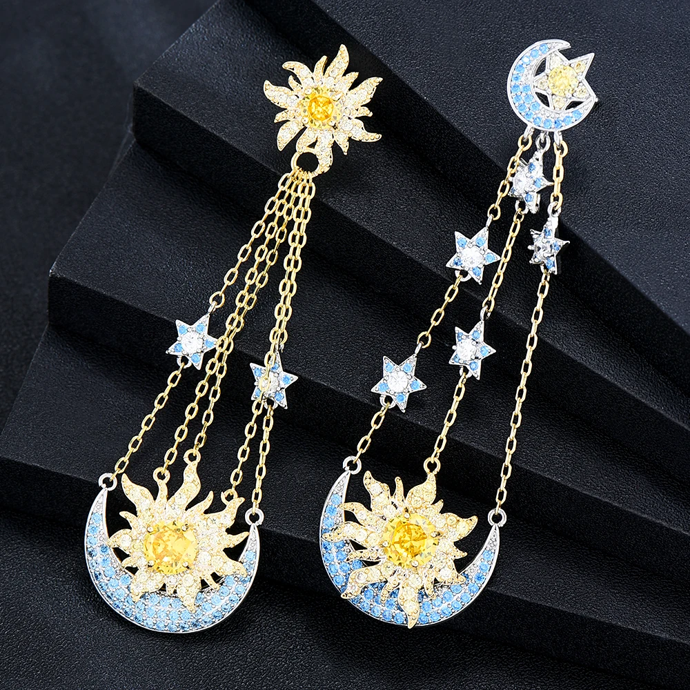 

GODKI 73mm Tribal Moon Star Earrings For Women Wedding Party Dubai Bridal Jewelry boucle d'oreille femme Gift Jewelry