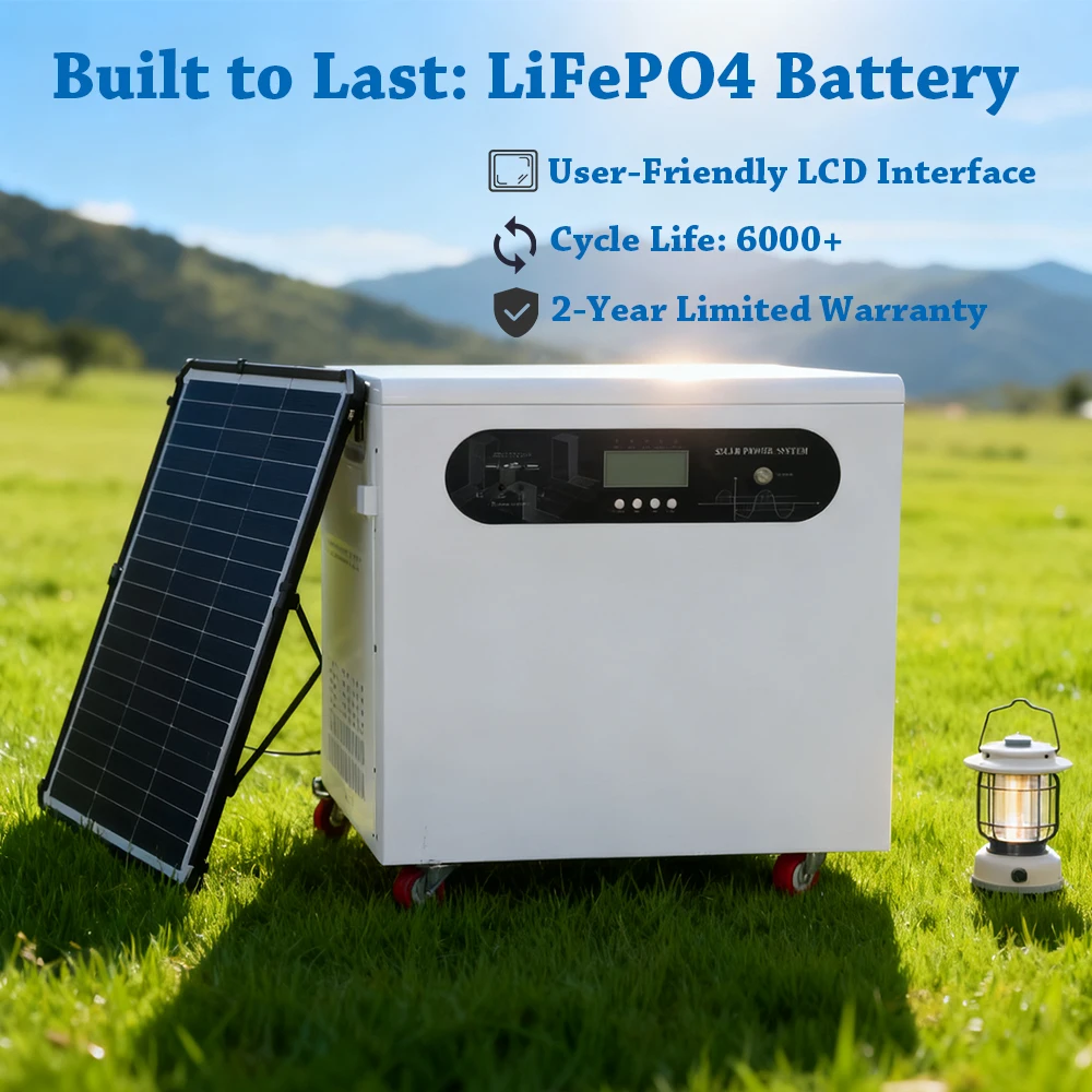 4000W 5KWH All-in-One Solar Generator, LiFePO4 Battery Off Grid Power Station Home Emergency Backup