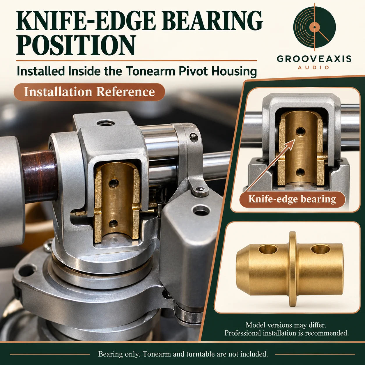 Knife Edge Tonearm Bearing 1PC Precision Copper Pivot Part for SME 3009 3010 3012 Vinyl Record Player Restoration