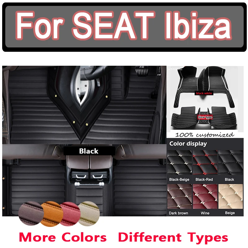 

Роскошные автомобильные коврики на заказ для SEAT Ibiza 2018 2019 2020 2021, авто роскошные кожаные мужские и женские автомобильные коврики с полным покрытием
